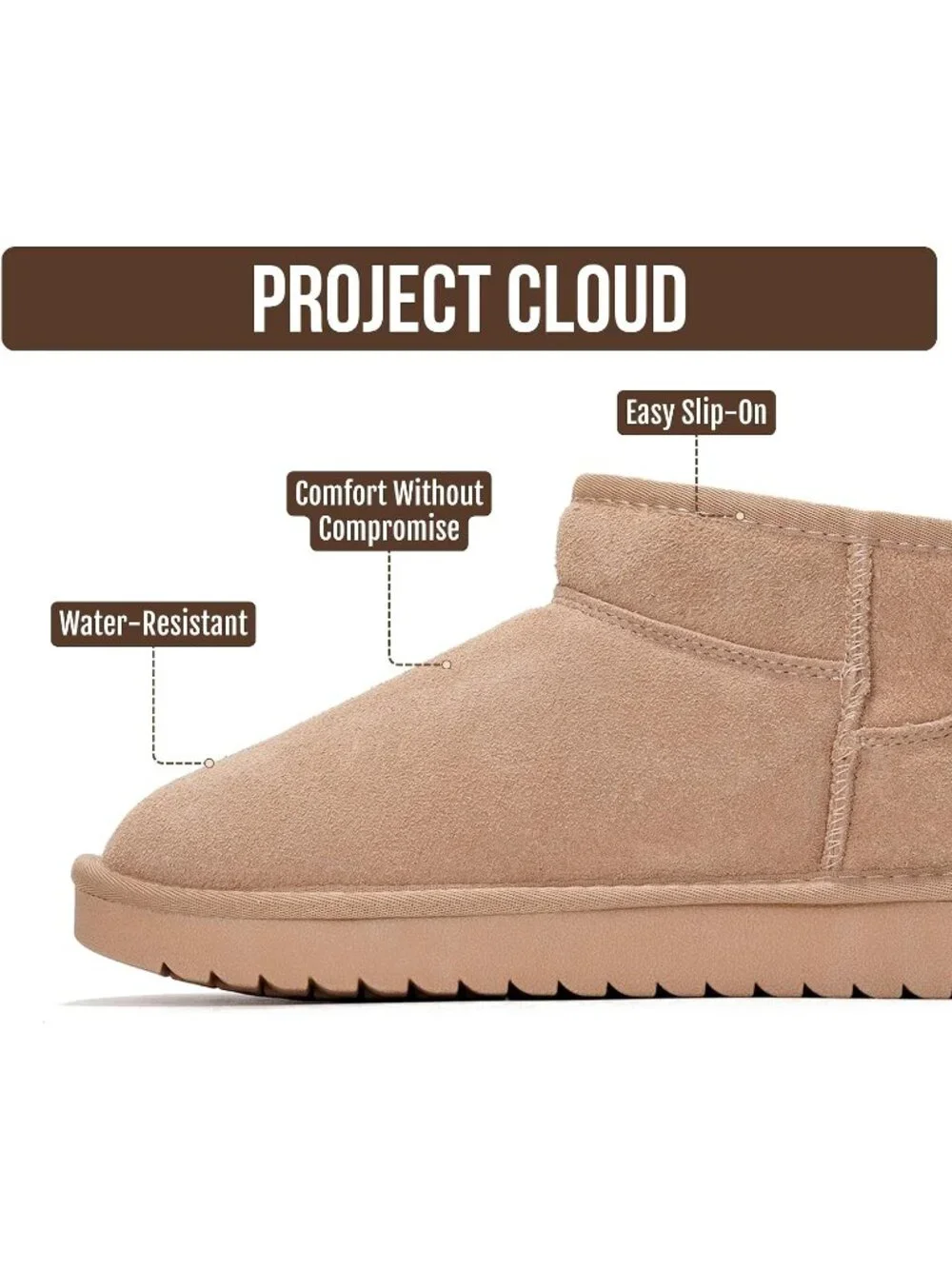 Womens Sand Suede Cloud Water Resistant Genuine Leather Comfortable Ankle Boots